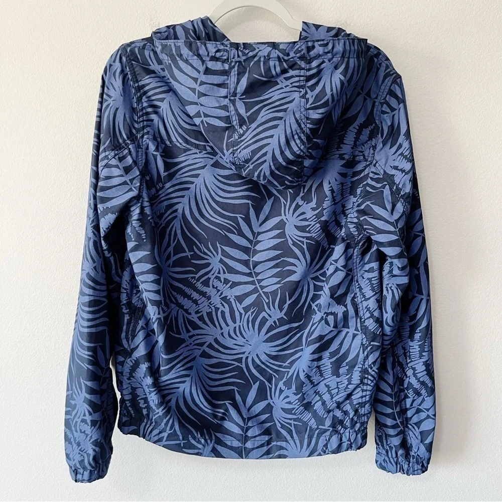 J. Crew Outerwear Men’s Size XS Tropical Print Zip Front Hooded Jacket Blue
